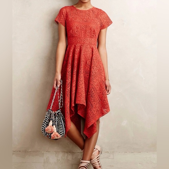 Anthropologie Prima Asymetric hanky Hem Dress - Size  8 - Picture 1 of 9